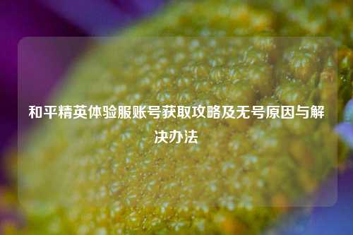 和平精英体验服账号获取攻略及无号原因与解决办法