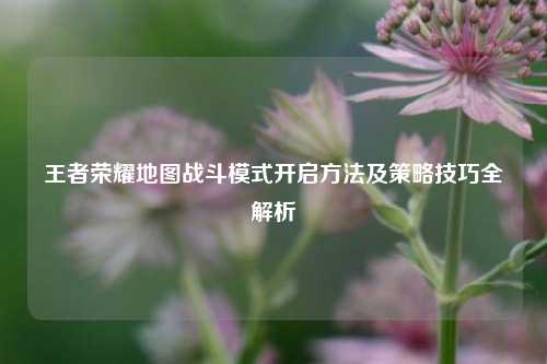 王者荣耀地图战斗模式开启方法及策略技巧全解析