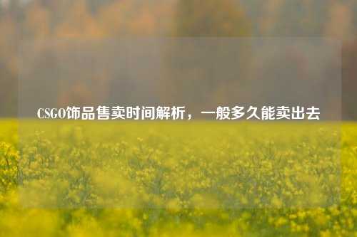 CSGO饰品售卖时间解析，一般多久能卖出去