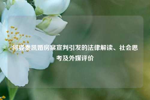 何姿秦凯婚房案宣判引发的法律解读、社会思考及外媒评价
