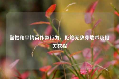 警惕和平精英作弊行为，拒绝无敌穿墙术及相关教程