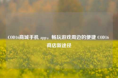COD16商城手机 app，畅玩游戏周边的便捷 COD16 商店新途径