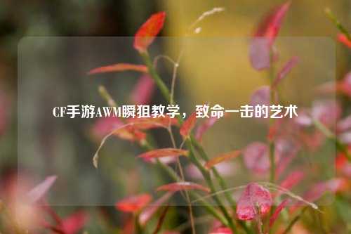 CF手游AWM瞬狙教学，致命一击的艺术